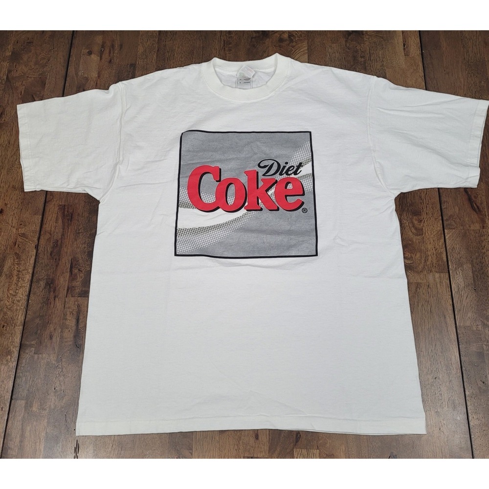 Vintage 90's Diet Coke Box Logo T-Shirt Fruit of the Loom Lofteez Mens Size XL